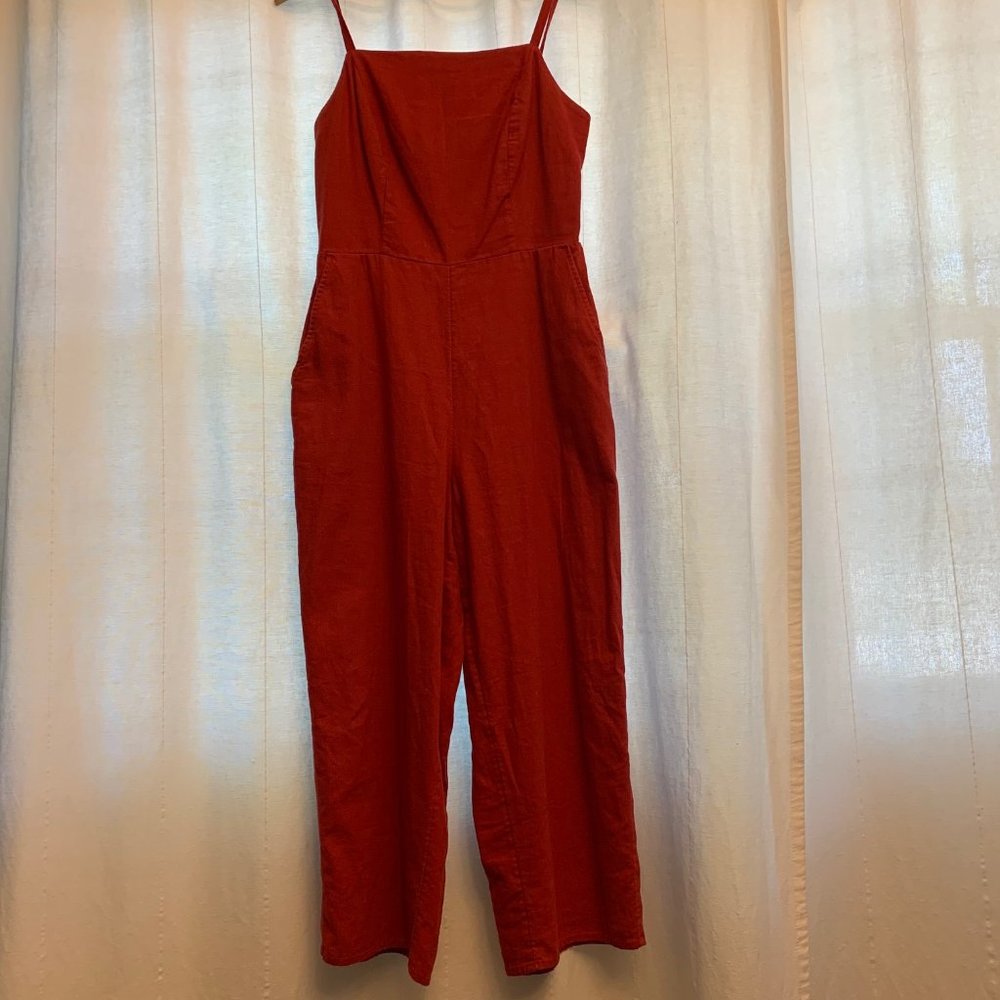 Old Navy red linen- blend jumpsuit S